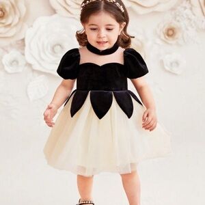 Elegant Black and Cream Kids Dress
